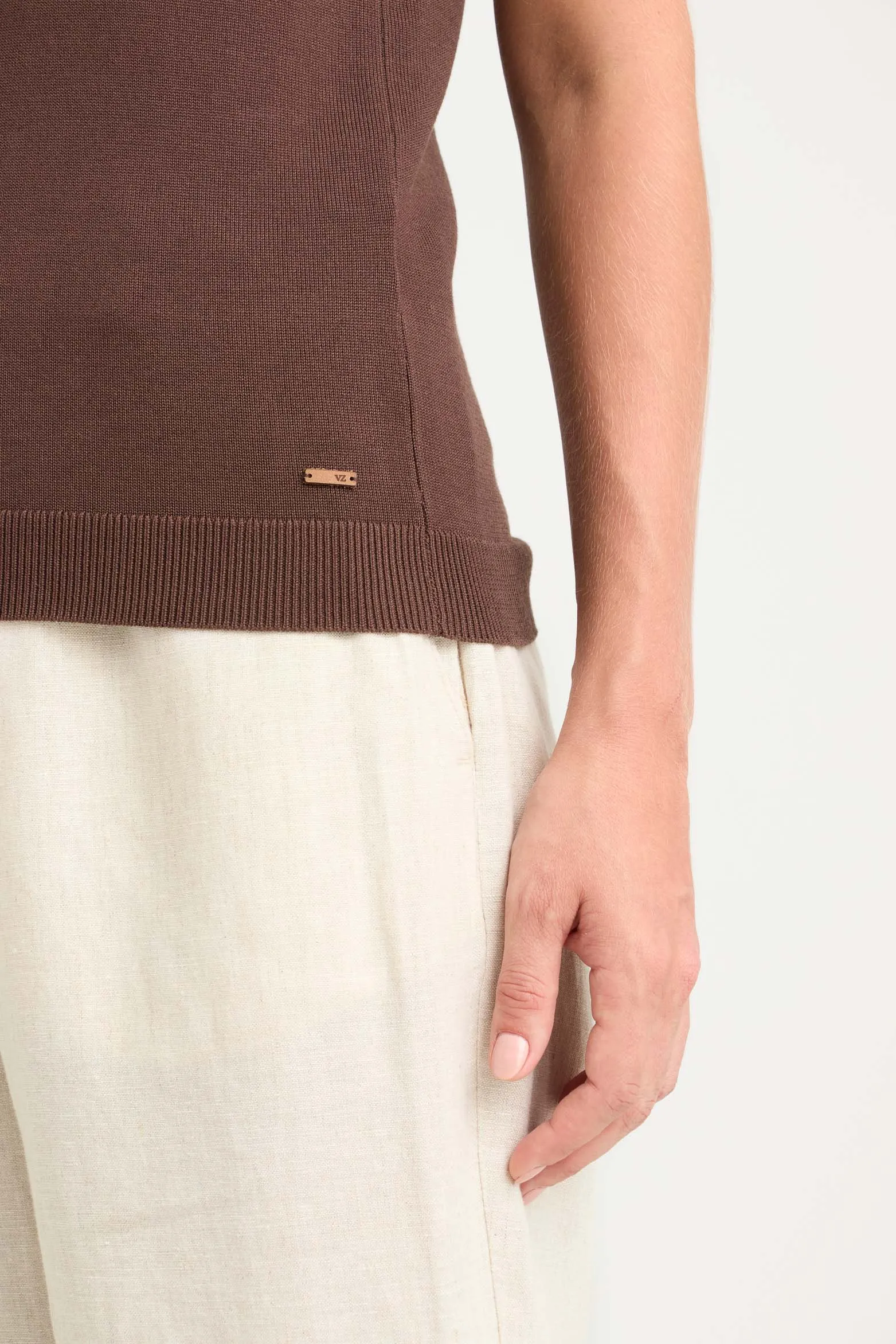 Top tank tejido rectilíneo para mujer manga sisa