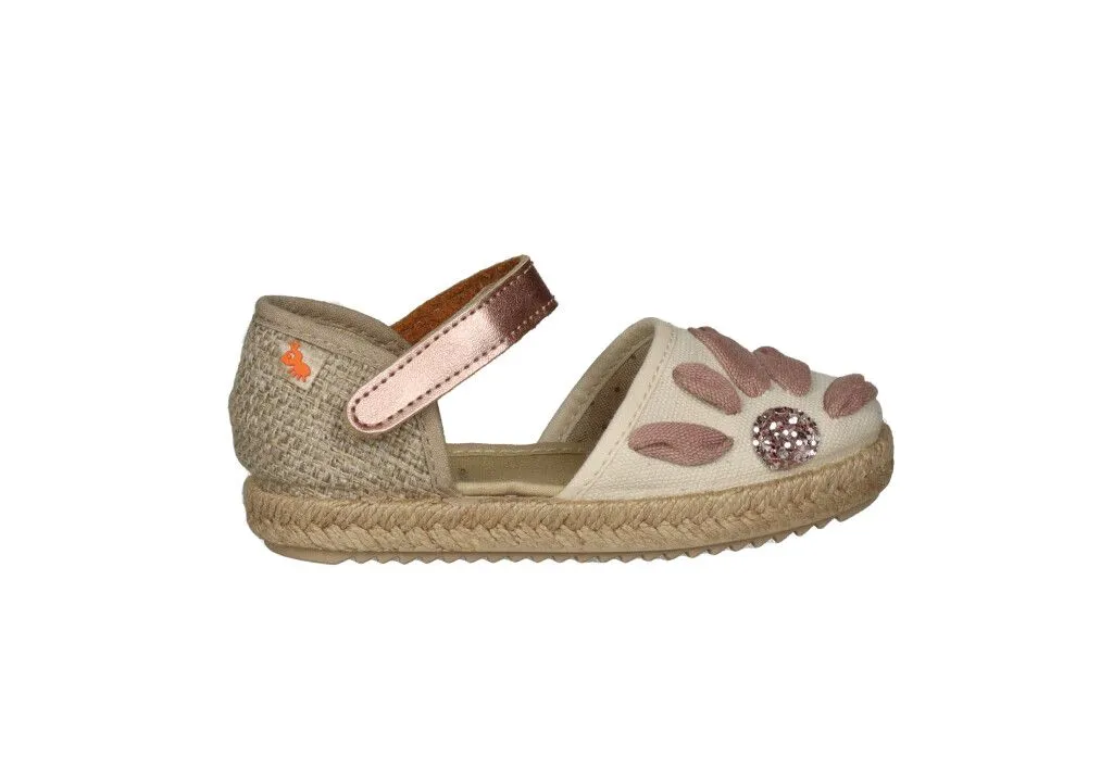 Valenciana Velcro Beig Dibujo Flor Talon Salmon Bandaleta Yute