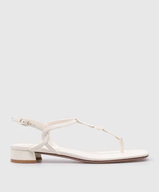 Valentino White patent leather sandals with VLogo Signature logo