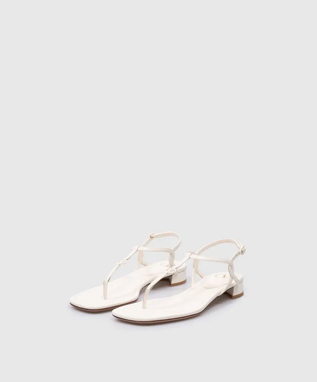 Valentino White patent leather sandals with VLogo Signature logo