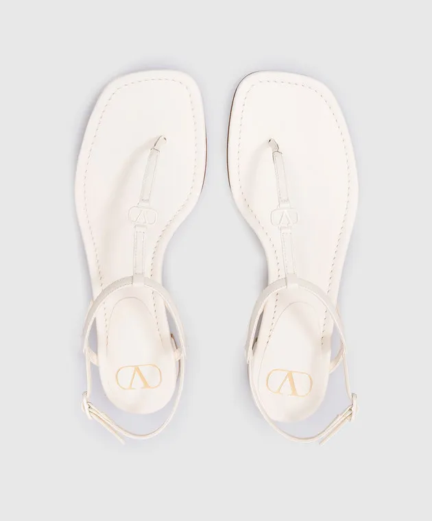 Valentino White patent leather sandals with VLogo Signature logo