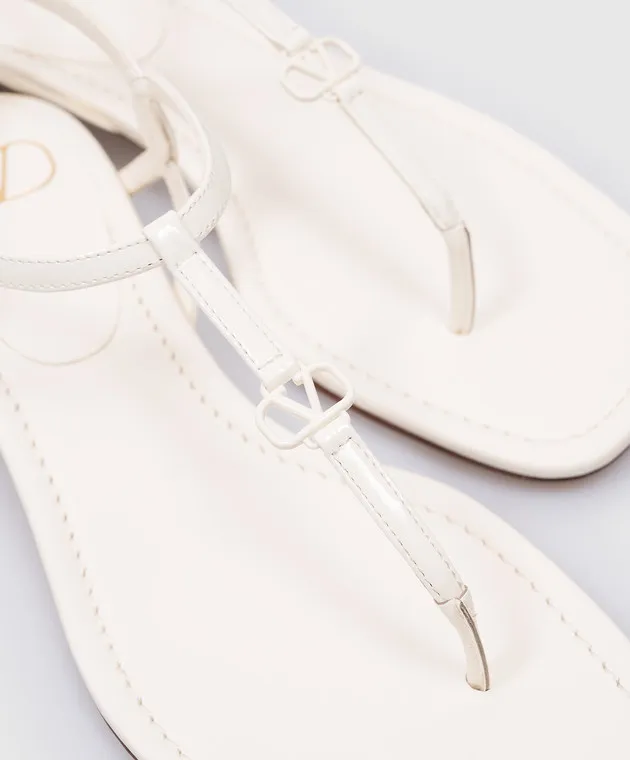 Valentino White patent leather sandals with VLogo Signature logo