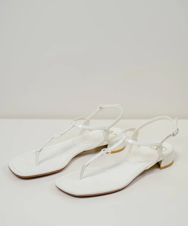 Valentino White patent leather sandals with VLogo Signature logo