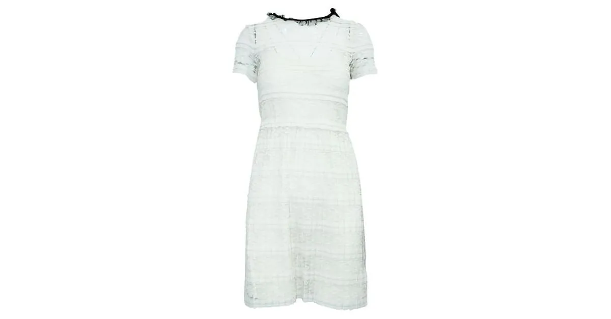 Vestido de encaje marfil de Red Valentino Crudo 