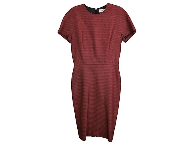 Vestido midi de jacquard elástico Victoria Beckham en algodón burdeos Roja 