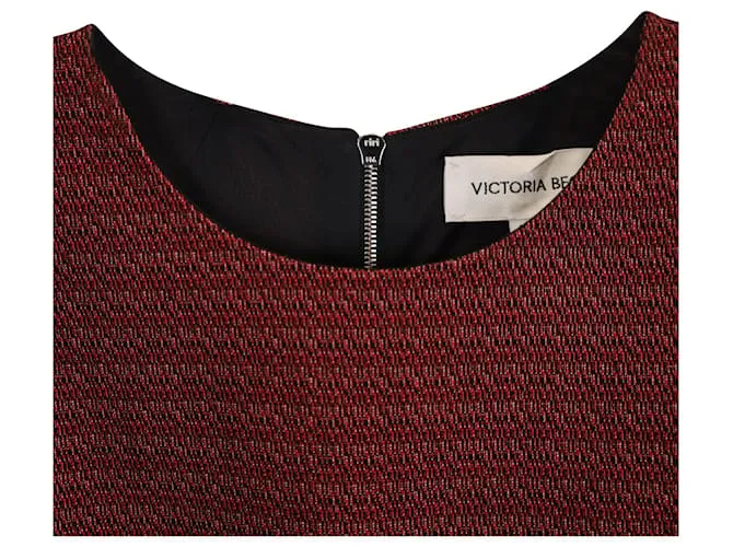 Vestido midi de jacquard elástico Victoria Beckham en algodón burdeos Roja 