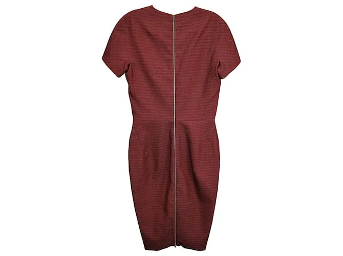 Vestido midi de jacquard elástico Victoria Beckham en algodón burdeos Roja 