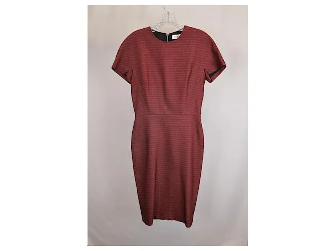Vestido midi de jacquard elástico Victoria Beckham en algodón burdeos Roja 