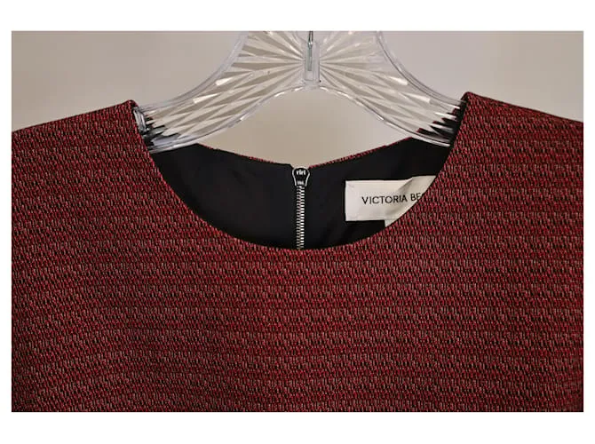 Vestido midi de jacquard elástico Victoria Beckham en algodón burdeos Roja 