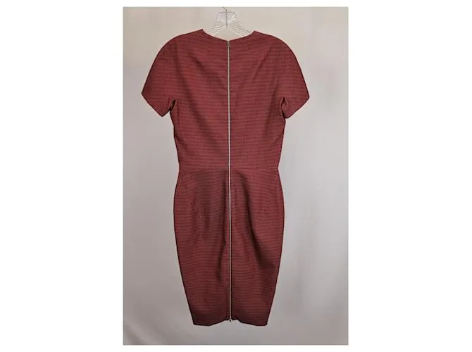 Vestido midi de jacquard elástico Victoria Beckham en algodón burdeos Roja 
