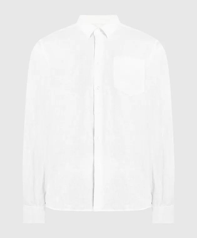 Vilebrequin Caroubis white linen shirt with logo embroidery