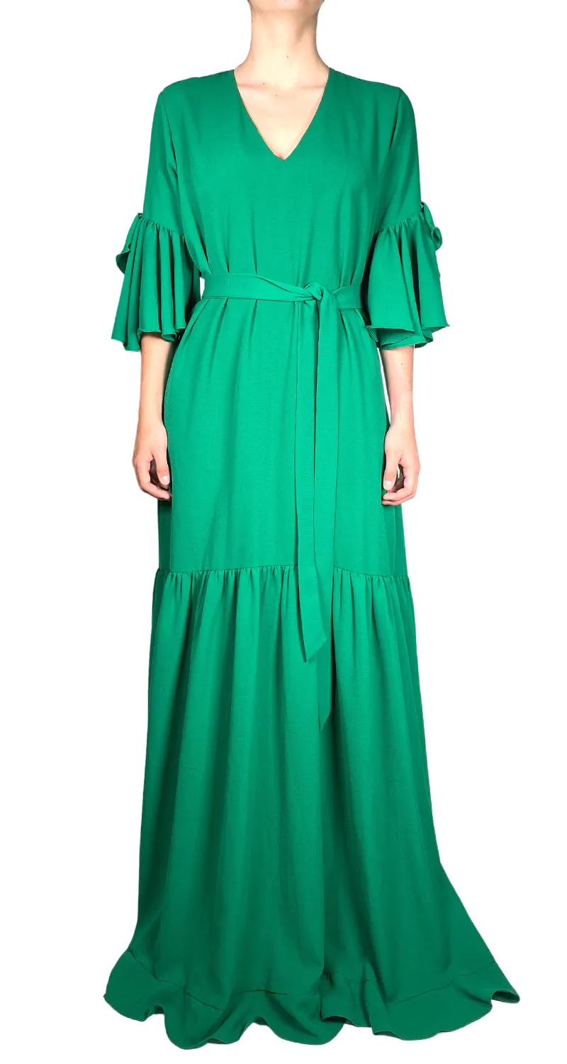 VINTAGE Vestido Verde Maxi