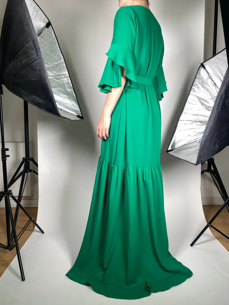 VINTAGE Vestido Verde Maxi