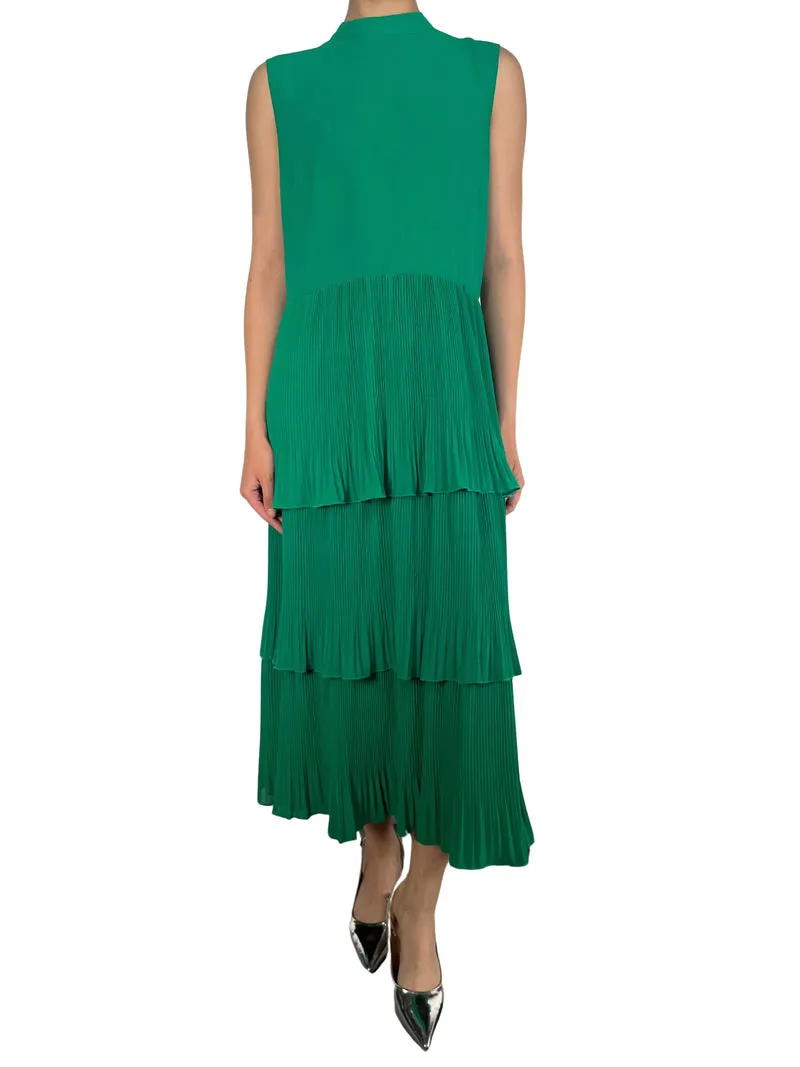 WAREHOUSE Vestido Verde Plisado