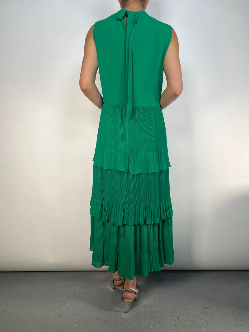 WAREHOUSE Vestido Verde Plisado