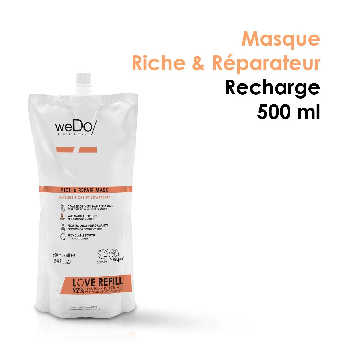 weDo Mascarilla Rich  Repair natural y vegana para cabellos secos o muy dañados