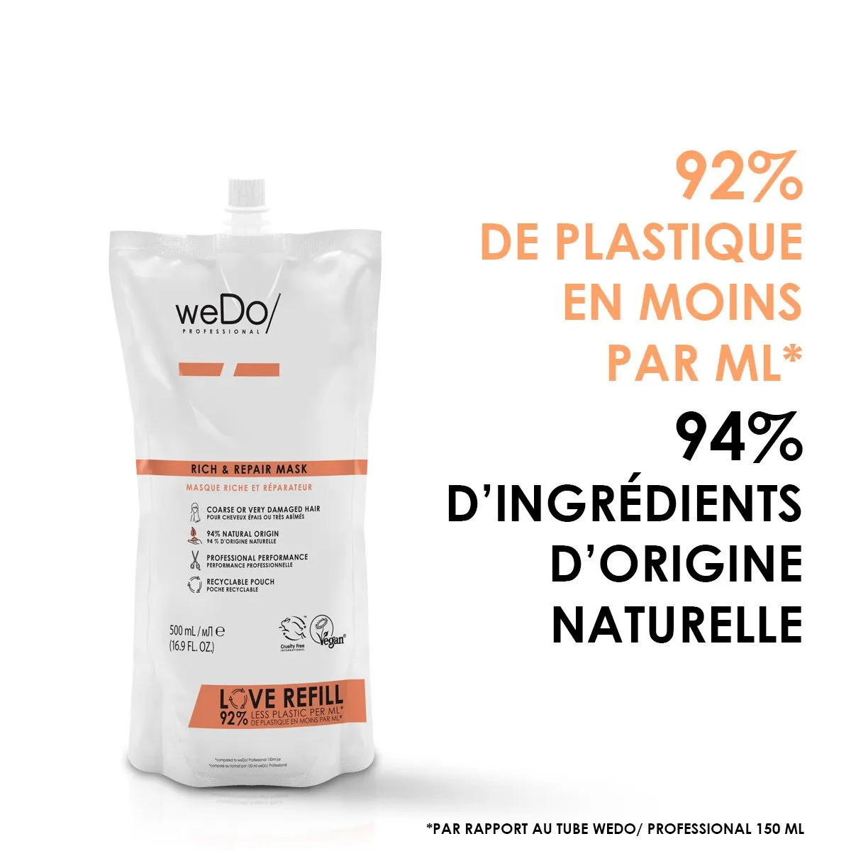 weDo Mascarilla Rich  Repair natural y vegana para cabellos secos o muy dañados