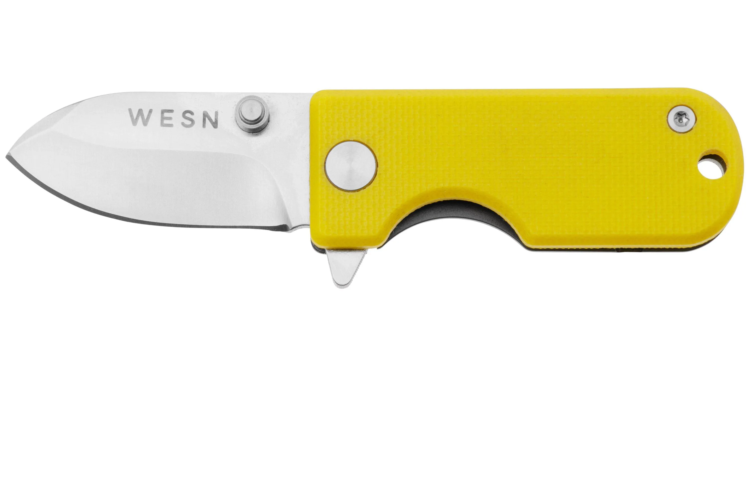 WESN MICROBLADE SN016, D2, MUSTARD G10, TITANIUM, NAVAJA