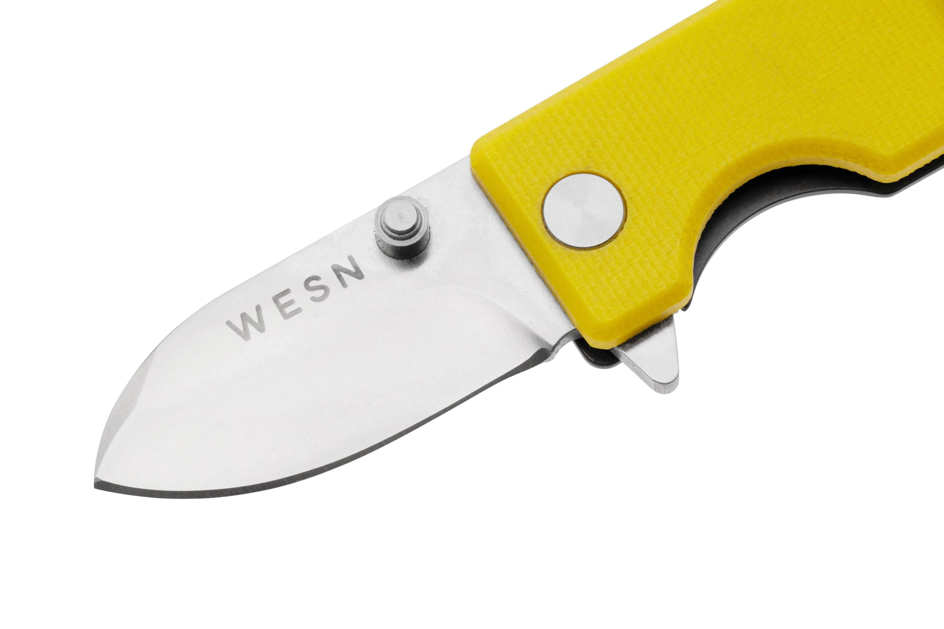 WESN MICROBLADE SN016, D2, MUSTARD G10, TITANIUM, NAVAJA