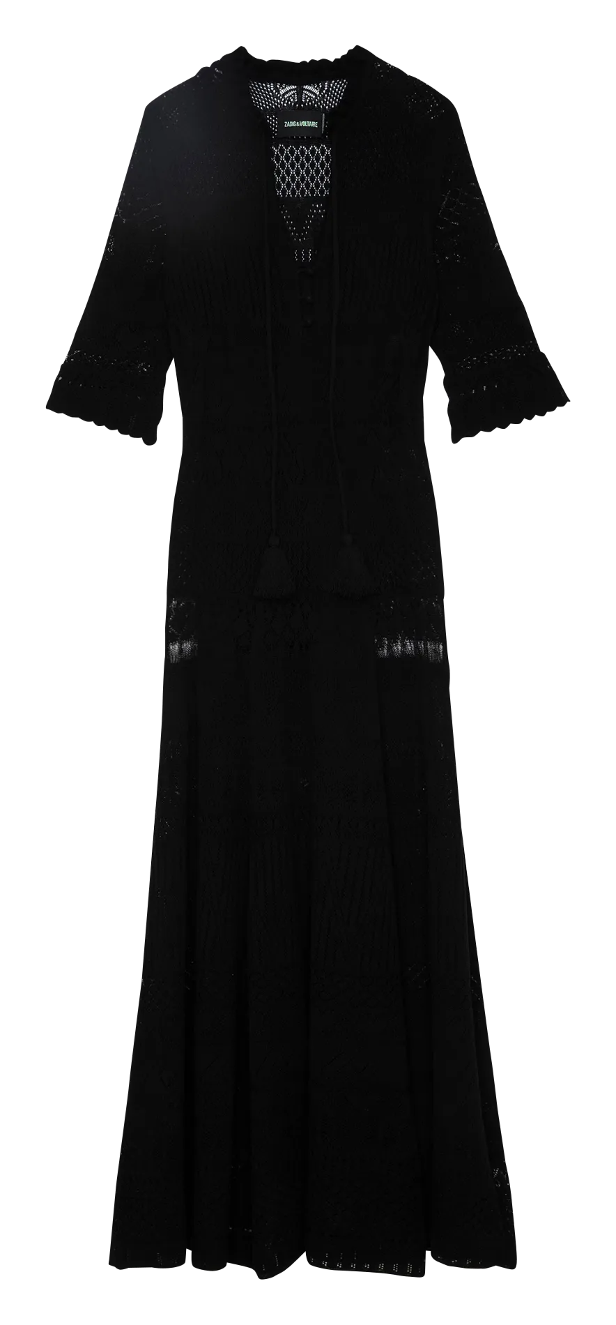 ZADIG&VOLTAIRE MEMPHIS  VESTIDO LARGO DE GANCHILLO EN NEGRO
