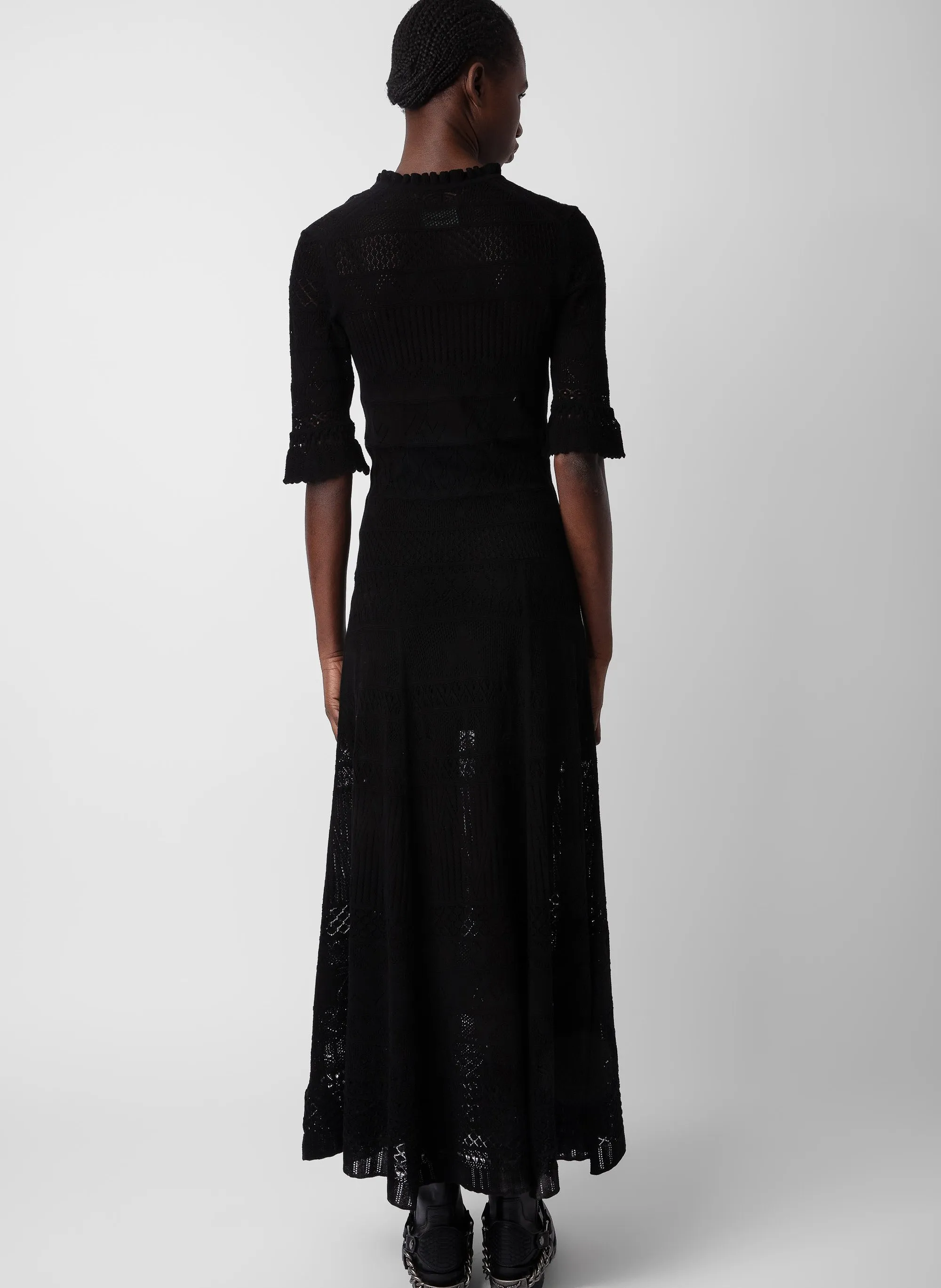 ZADIG&VOLTAIRE MEMPHIS  VESTIDO LARGO DE GANCHILLO EN NEGRO