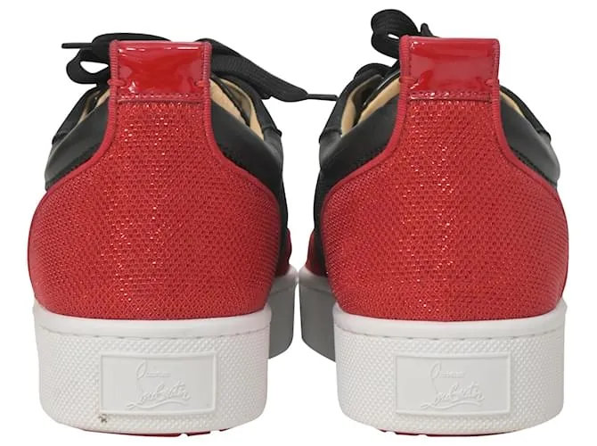 Zapatillas Christian Louboutin Happyrui de malla negra y ante rojo Roja 