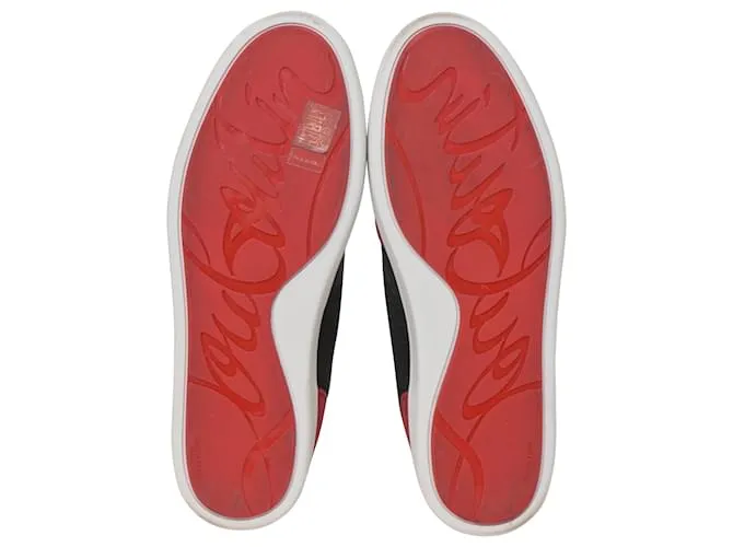 Zapatillas Christian Louboutin Happyrui de malla negra y ante rojo Roja 