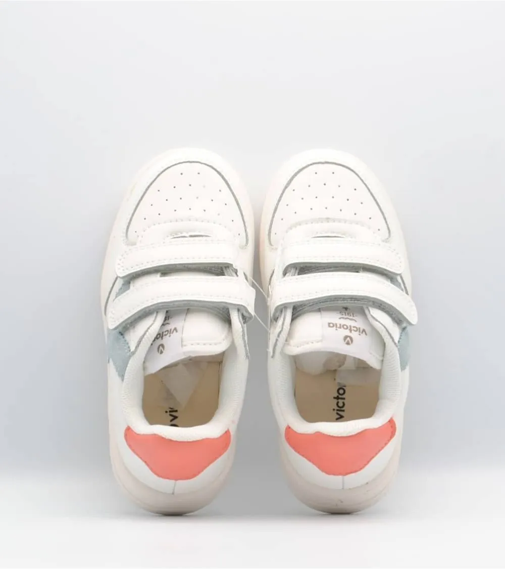 ZAPATILLAS DEPORTIVAS VICTORIA VELCRO BLANCO LOGO CELESTE