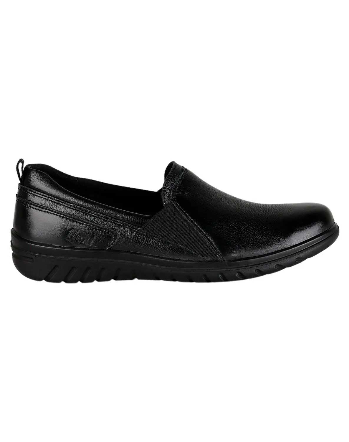 Zapato Mujer Confort Piso Negro Piel Flexi 02503211
